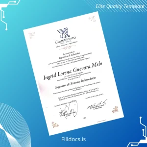 Fillable Colombia Uniautónoma del Cauca Engineer of Information Systems Diploma Template Preview - FillDocs