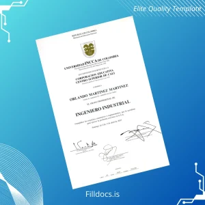 Fillable Colombia Universidad Incca de Colombia Industrial Engineer Diploma Template Preview - FillDocs