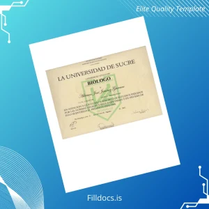 Fillable Colombia Universidad de Sucre Biologist Diploma Template Preview - FillDocs
