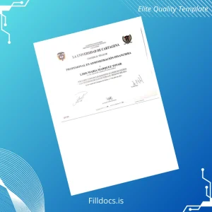 Fillable Colombia University of Cartagena Professional in Financial Administration Diploma Template Preview - FillDocs