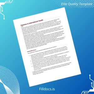 Fillable Country Unknown Institute_University Name Unknown Diploma in International Health Template Template Preview - FillDocs