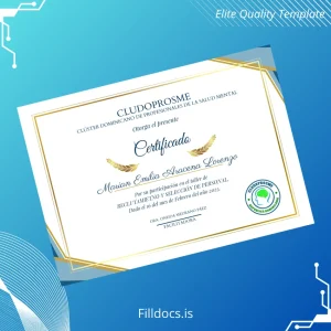 Fillable Dominican Republic CLUSTER OF DOMINICAN PROFESSIONALS IN MENTAL HEALTH Certificate Template Template Preview - FillDocs