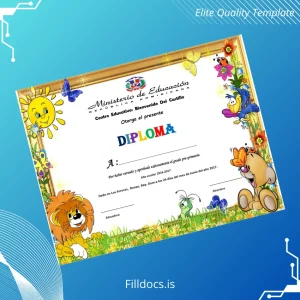 Fillable Dominican Republic Centro Educativo Bienvenido Del Castillo Pre-Primary Diploma Template Preview - FillDocs