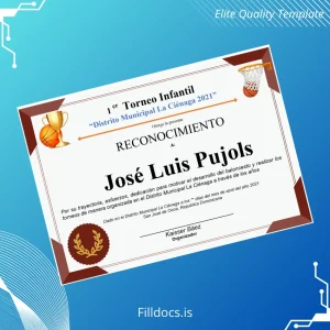 Fillable Dominican Republic Recognition Certificate for José Luis Pujols Template Preview - FillDocs