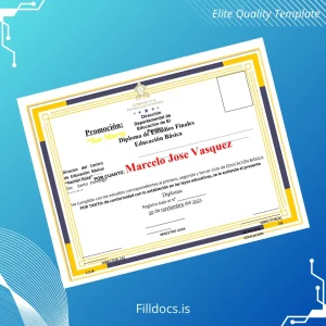 Fillable Dominican Republic University of Santo Domingo Basic Education Diploma Template Template Preview - FillDocs