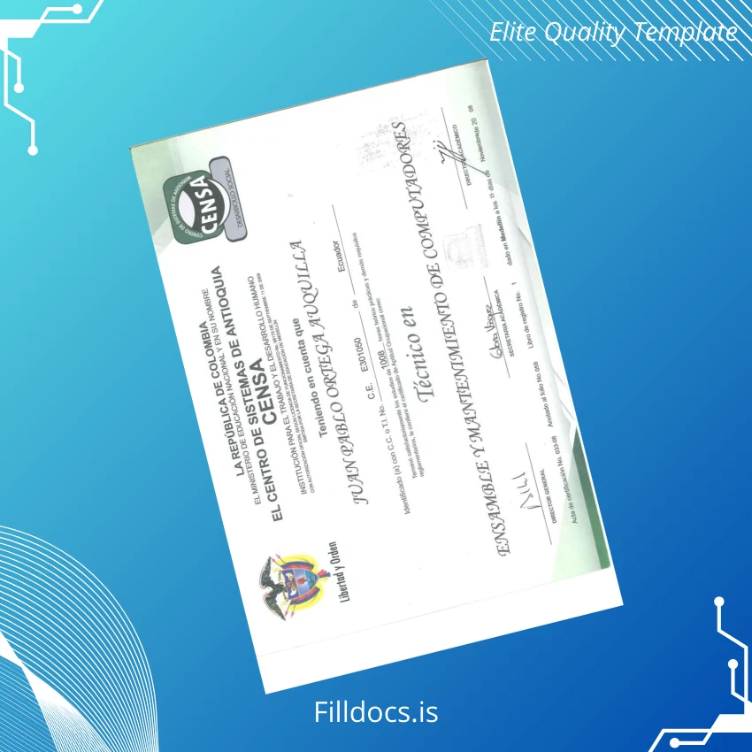 Fillable Ecuador Censa Technical Diploma in Assembly and Maintenance Template Preview - FillDocs