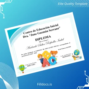 Fillable Ecuador Centro de Educación Inicial _June Guzmán Serrano_ Diploma in Initial Education Certificate Template Preview - FillDocs