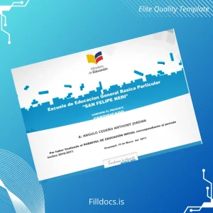 Fillable Ecuador Escuela de Educacion General Basica Particular SAN FELIPE NERI Initial Education Certificate Template Preview - FillDocs