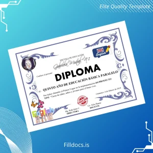 Fillable Ecuador Escuelas de Educación Gabriela Mishcay No 1 Basic Education Diploma Template Preview - FillDocs