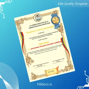 Fillable Ecuador Marino Concha Richards Diploma Certificate Template Preview - FillDocs