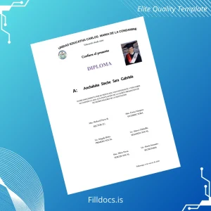 Fillable Ecuador Palliatanga Graduation Diploma Template Template Preview - FillDocs