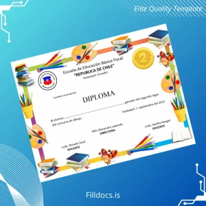 Fillable Ecuador Republic of Chile School Diploma Template Preview - FillDocs