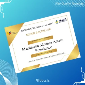 Fillable Ecuador Unidad Educativa Abaris High School Diploma Template Preview - FillDocs