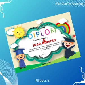 Fillable Ecuador Unidad Educativa El Sol Brillante Preschool Diploma Template Template Preview - FillDocs