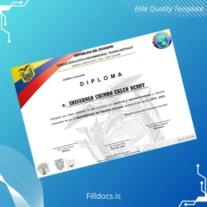 Fillable Ecuador Unidad Educativa Fiscomisional Juana Arteaga Diploma for Outstanding Student Template Preview - FillDocs
