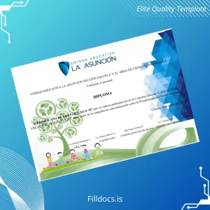 Fillable Ecuador Unidad Educativa La Asunción Diploma Template Preview - FillDocs