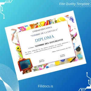 Fillable Ecuador Unidad Educativa _Nombre de la Escuela_ Primary and Preschool Education Diploma Template Template Preview - FillDocs