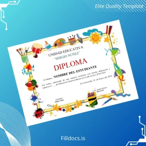 Fillable Ecuador Unidad Educativa _Sergio Nuñez_ Diploma Certificate Template Preview - FillDocs
