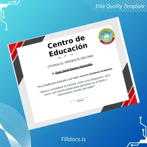 Fillable El Salvador Centro de Educación High School Diploma Template Template Preview - FillDocs