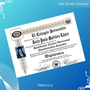 Fillable El Salvador Colegio Jerusalén High School Diploma in Vocational Technical Accounting Template Template Preview - FillDocs