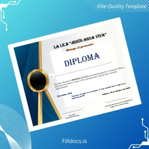 Fillable El Salvador I.E.B. _Jesús Agua Viva_ Diploma Template Template Preview - FillDocs