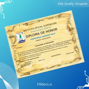 Fillable El Salvador Instituto Oficial Superior PHD Certificate Template Preview - FillDocs