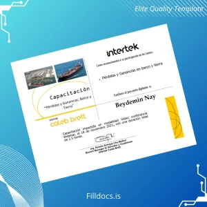 Fillable El Salvador Intertek Caleb Brett Training Certificate Template Preview - FillDocs