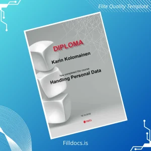 Fillable Finland nets Diploma in Handling Personal Data Template Preview - FillDocs