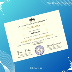 Fillable Germany Academy Europe Open University Master of Business Administration Template Template Preview - FillDocs