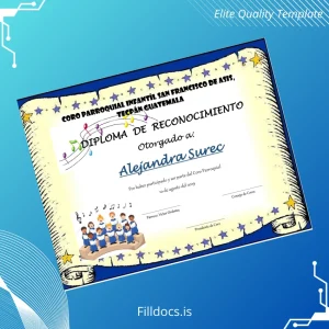 Fillable Guatemala Coro Parroquial Infantil San Francisco de Asis Diploma Template Template Preview - FillDocs