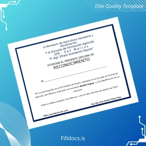 Fillable Guatemala EFA San Marcos Recognition Diploma Template Template Preview - FillDocs
