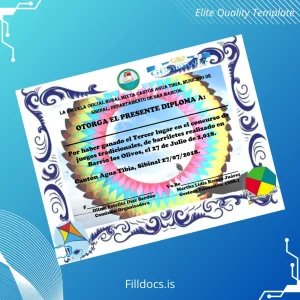 Fillable Guatemala Escuela Oficial Rural Mixta Cantón Agua Tibia Diploma Template Preview - FillDocs