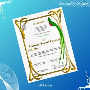 Fillable Guatemala Instituto Privado Mixto Dr. Máximo Neumayer Honorary Diploma Certificate Template Preview - FillDocs