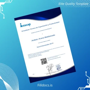 Fillable Guatemala Instituto Técnico de Capacitación y Productividad Excel Intermediate Diploma Template Preview - FillDocs