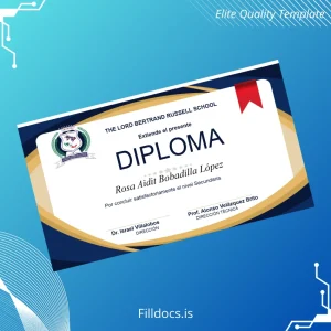 Fillable Guatemala Lord Bertrand Russell School Secondary School Diploma Template Preview - FillDocs