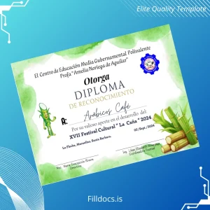 Fillable Honduras El Centro de Educación Media Gubernamental Polivalente Diploma de Reconocimiento Template Template Preview - FillDocs