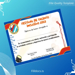 Fillable Honduras Escuela República de Honduras Diploma Certificate Template Preview - FillDocs
