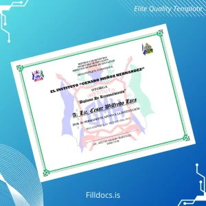 Fillable Honduras Genaro Muñoz Hernández Institute Recognition Diploma Template Template Preview - FillDocs