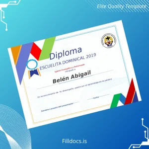 Fillable Honduras Iglesia Evangélica y Reformada School Diploma Template Preview - FillDocs