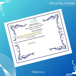 Fillable Honduras Jardin de Niños _Carrusel de Colores_ Excellence Diploma Template Preview - FillDocs