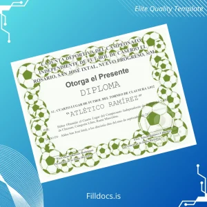 Fillable Honduras Junta Deportiva del Campeonato Independiente de Fútbol Diploma Template Preview - FillDocs