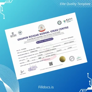 Fillable India Gramin Rojgar Koshal Vikas Centre Diploma in Hospitality Management Template Template Preview - FillDocs