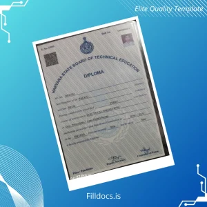 Fillable India Haryana State Board of Technical Education Diploma in Electrical Engineering Template Template Preview - FillDocs