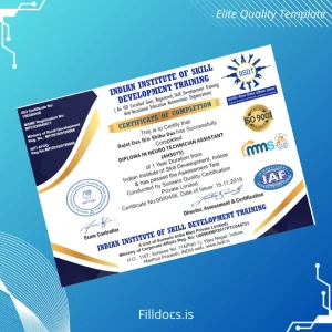 Fillable India Indian Institute of Skill Development Training Diploma in Neuro Technician Assistant Template Preview - FillDocs
