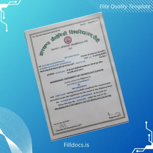 Fillable India Jharkhand University of Technology Diploma in Electrical Engineering Template Template Preview - FillDocs