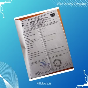 Fillable India K J Somaiya Polytechnic Diploma in Industrial Electronics Engineering Template Template Preview - FillDocs