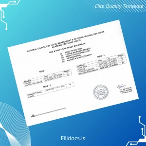 Fillable India National Council for Hotel Management & Catering Technology One and Half Year Trade Diploma in Food Production, Food & Beverage Service, Front Office Operation, Housekeeping, Template Preview - FillDocs