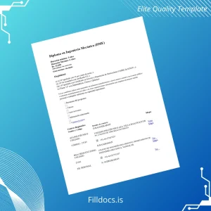 Fillable India Polytechnic College Diploma in Mechanical Engineering Template Template Preview - FillDocs