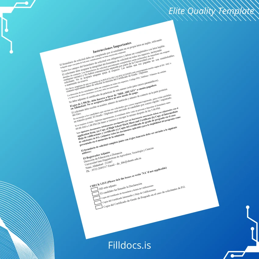 Fillable India Sam Higginbottom University of Agriculture Technology and Sciences Bachelor Degree Template page 2 Page Preview - FillDocs