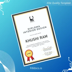 Fillable India Unik Careers Diploma in Interior Design Template Template Preview - FillDocs